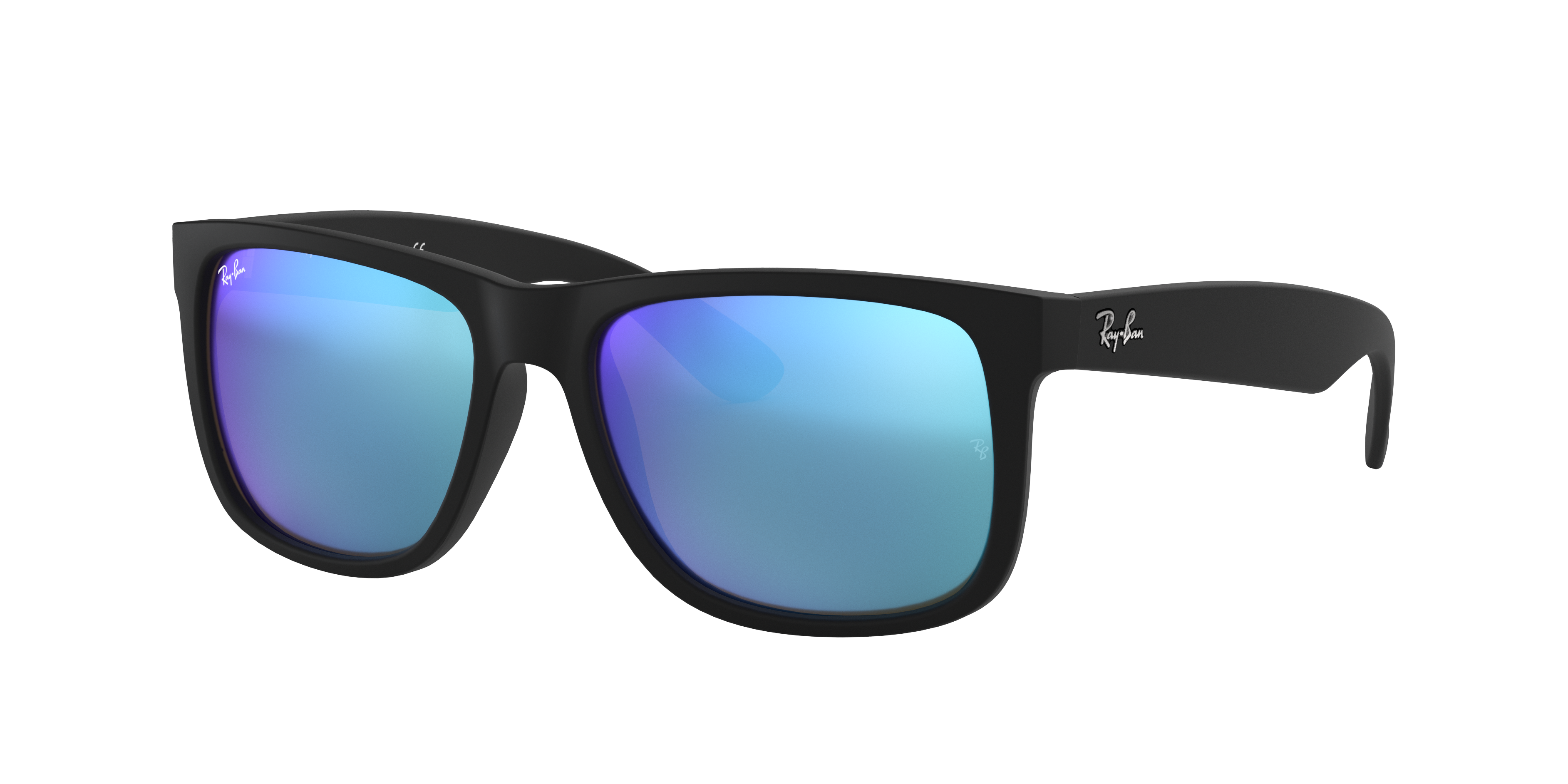 JUSTIN COLOR MIX Matte Rubber Black Frame Blue Mirror Lenses 55-17