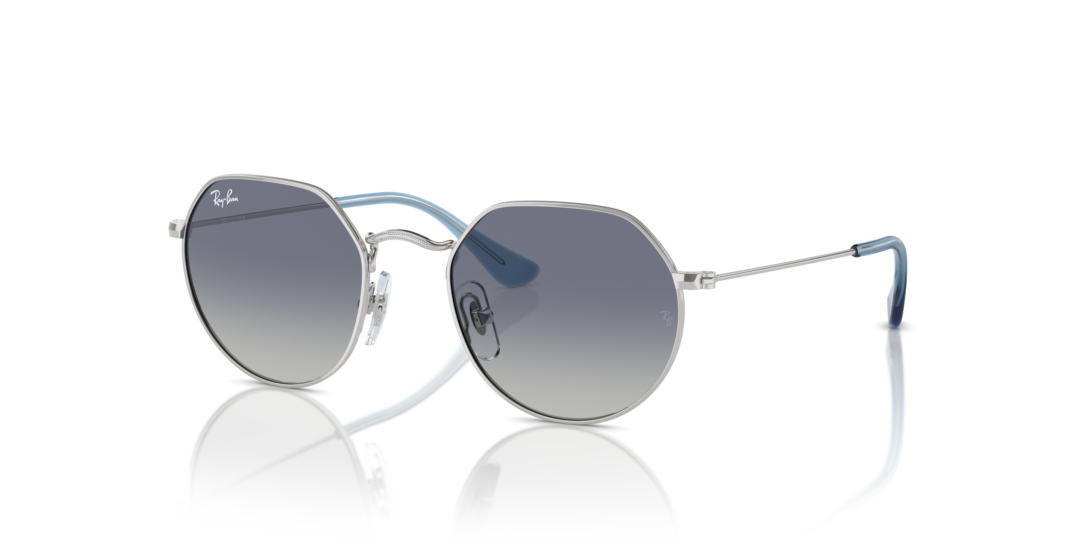 JACK KIDS Polished Silver Frame Grey Blue Lenses 47-19