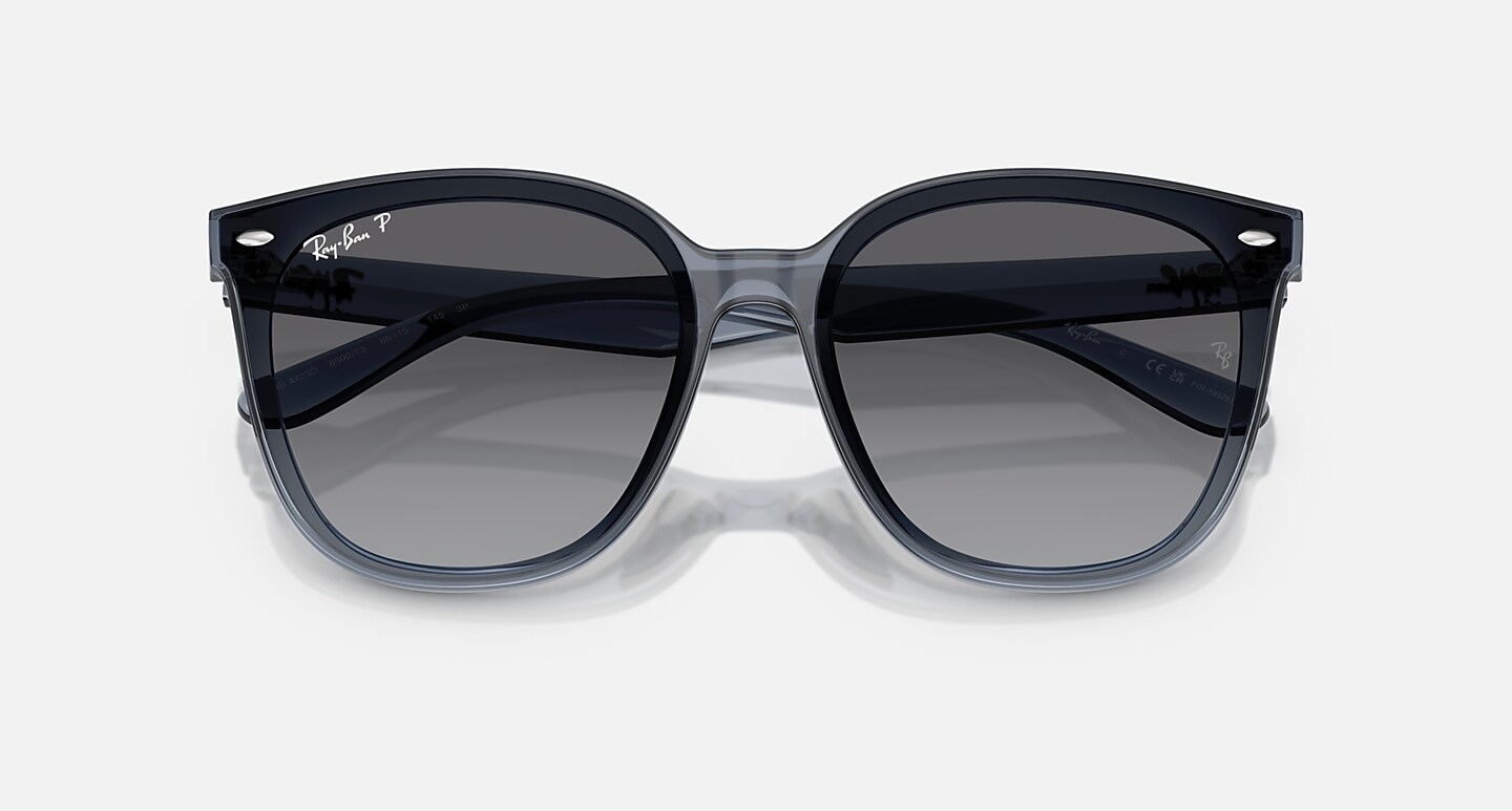 Ray-Ban Sunglasses Unisex Rb4423d - Dark Transparent Blue Frame Grey Lenses 66-15 Polarized