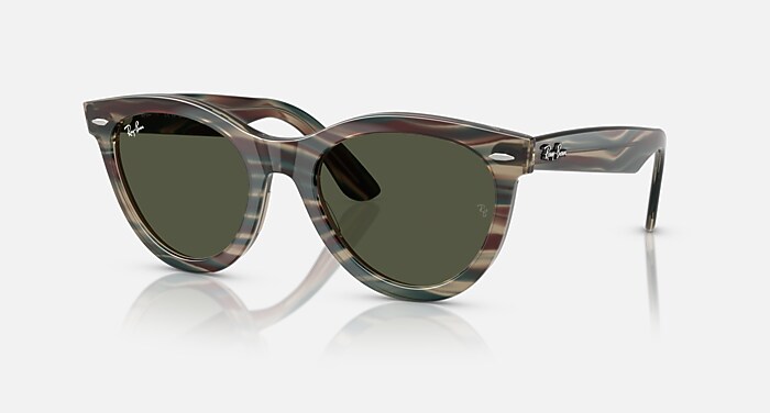 Ray-Ban Sunglasses Unisex Wayfarer Way Change Holiday Limited - Photo Striped Grey Frame Green Lenses 51-21