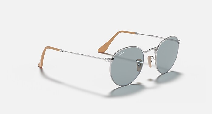 ROUND METAL Sunglasses in Silver and Blue - RB3447 | Ray-Ban®