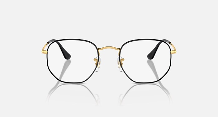 HEXAGONAL OPTICS Eyeglasses with Black On Gold Frame - RB6448