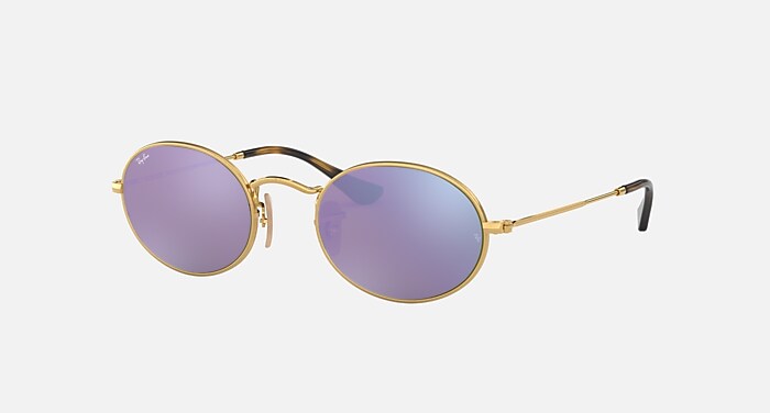 Ray-Ban Gold Frame Sunglasses with Purple Lenses Ray-Ban RB3025 Aviator Flash Lenses XL (58 - 14) with Pink  main image 3