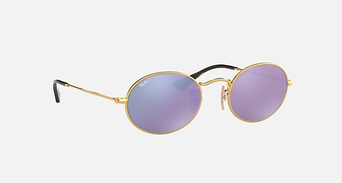 OVAL FLAT LENSES Sunglasses in Gold and Lilac Mirror  display picture 1