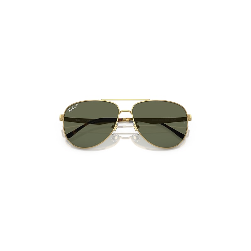 Ray Ban Rb3712d Sunglasses Arista Gold Frame Green Lenses Polarized 62-14 In Arista Gold