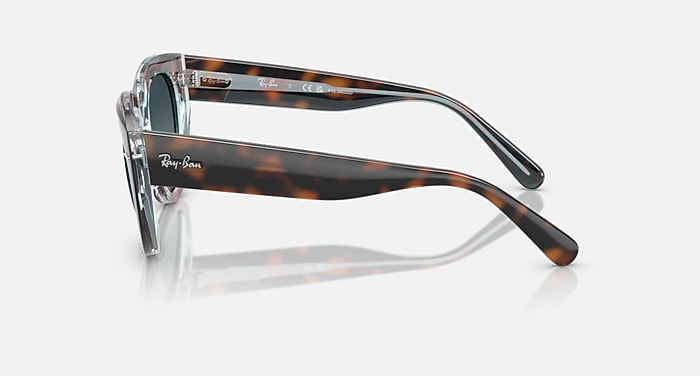 Ray-Ban Sunglasses Woman Doreen - Dark Havana On Transparent Multicolor Frame Blue Lenses 52-20 Polarized