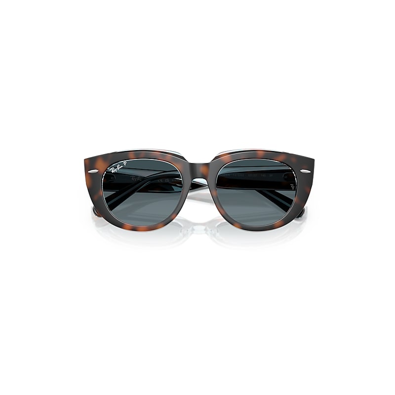 Ray-Ban Doreen Sunglasses Dark Havana On Transparent Multicolor Frame Blue Lenses Polarized 52-20