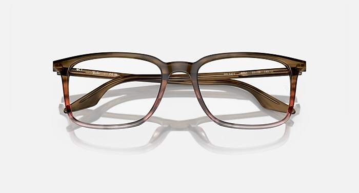 Ray-Ban Eyeglasses Unisex Rb5421 Optics Prescription - Striped Grey & Blue Frame Clear Lenses 53-19 Polarized