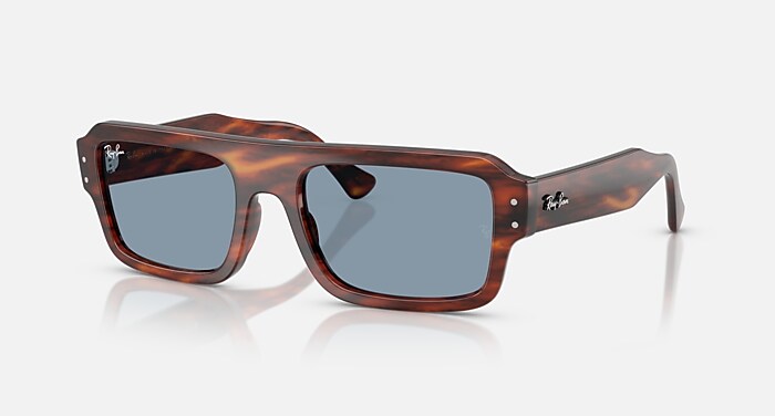FLACKO BIO-BASED Sunglasses in Striped Havana and Blue - RB4454