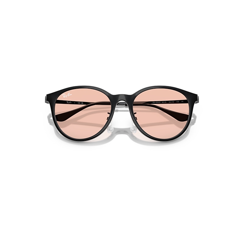 Ray Ban Rb4334d Sunglasses Black Frame Pink Lenses 55-19 In Black