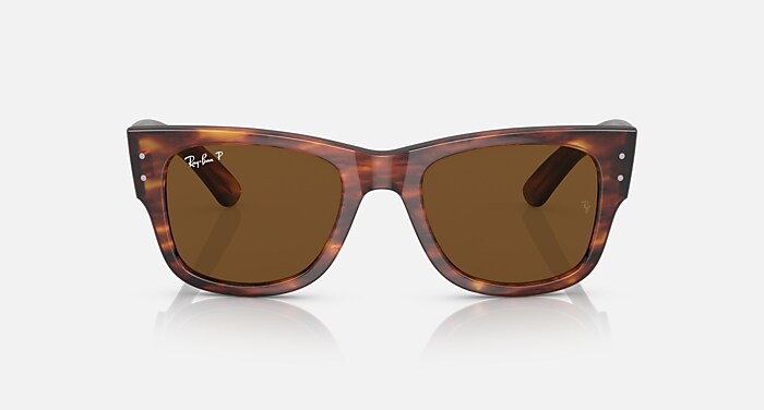 Ray-Ban Sunglasses Unisex Mega Wayfarer - Striped Havana Frame Brown Lenses 51-21 Polarized