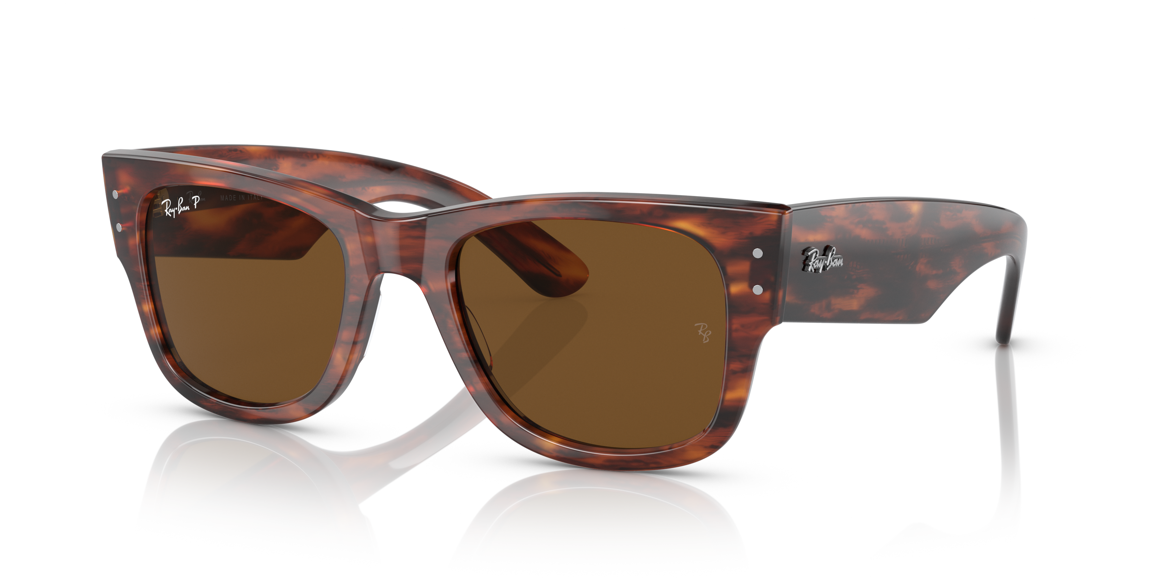 MEGA WAYFARER Polished Striped Havana Frame Brown Lenses 51-21