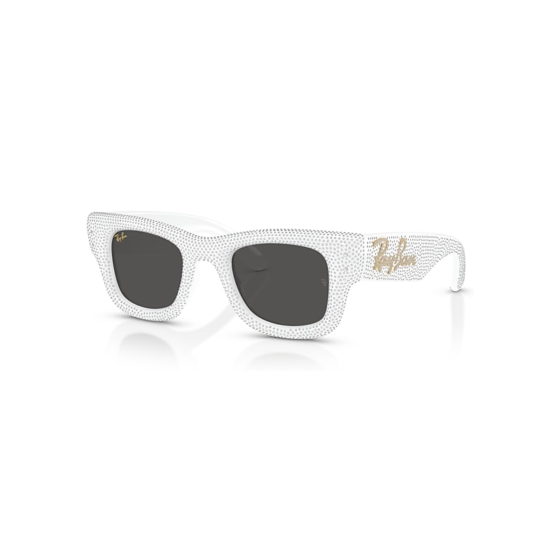 Ray-Ban Sunglasses Unisex Wayfarer Puffer Crystal Pavè Edition - White & Strass Pave Frame Black Lenses 47-23