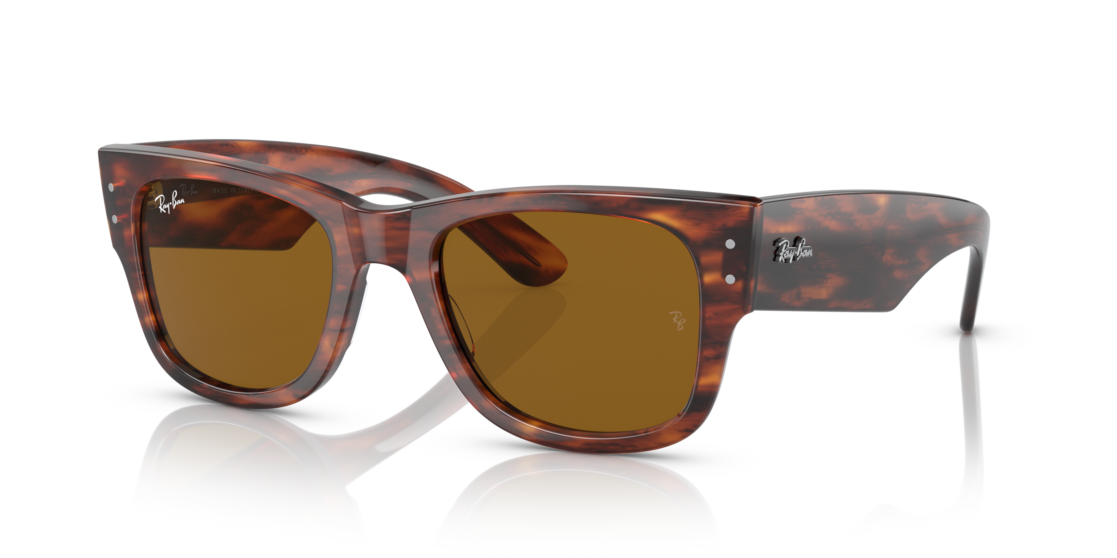 MEGA WAYFARER Polished Striped Havana Frame Brown Lenses 51-21