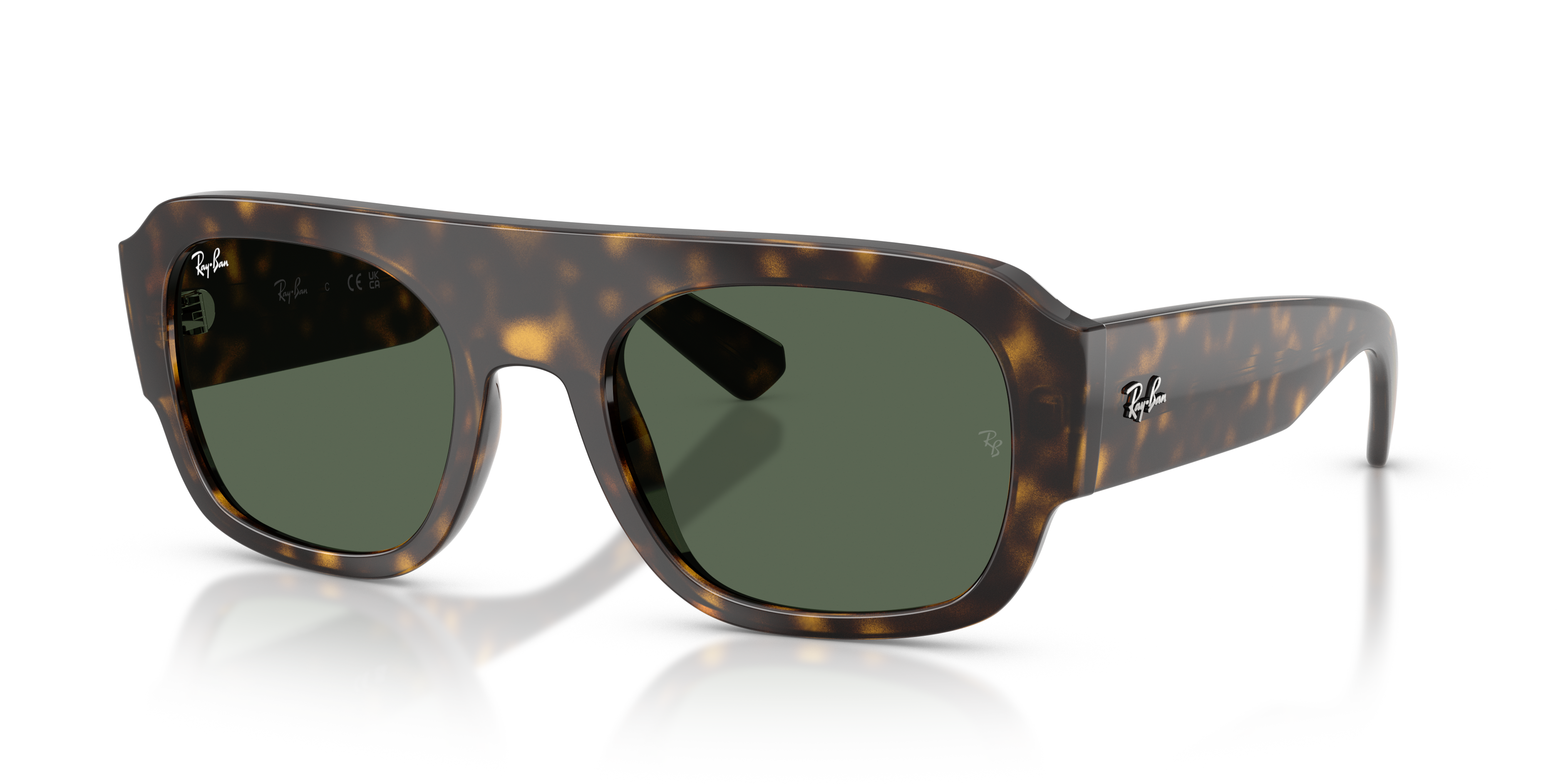 RB2218 Polished Havana Frame Green Lenses 55-22