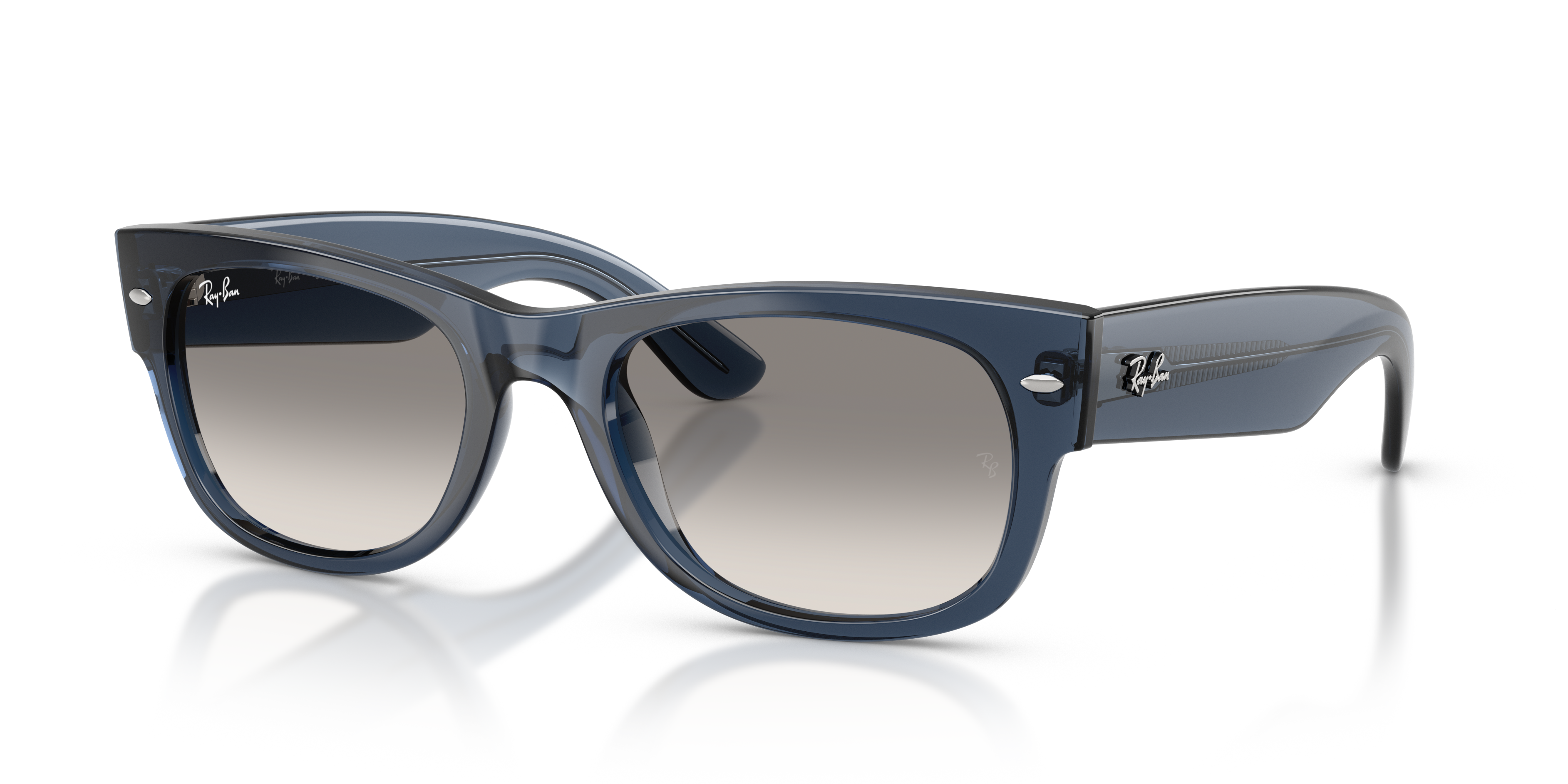 MEGA WAYFARER II Polished Transparent Dark Blue Frame Clear Gradient Grey Lenses 52-21