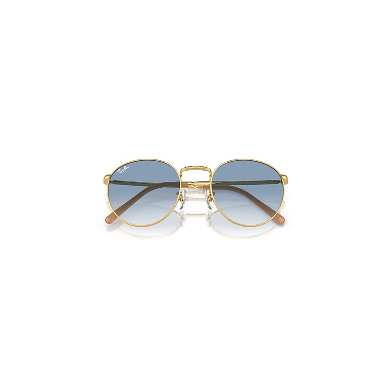 Ray-Ban New Round Sunglasses Arista Gold Frame Blue Lenses 53-21