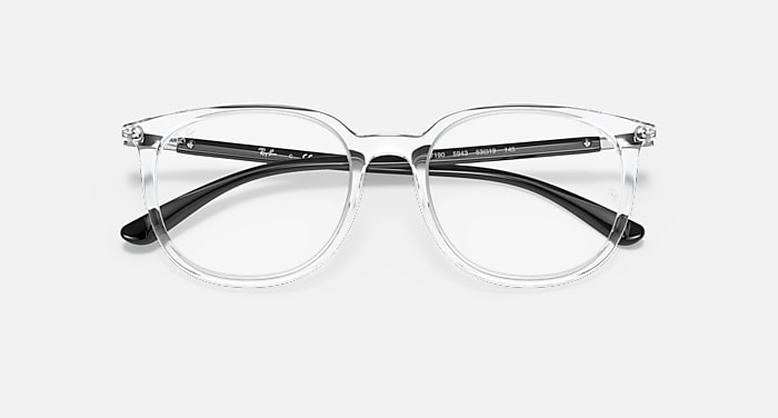 Ray-Ban Eyeglasses Unisex Rb7190 Optics Prescription - Black Frame Clear Lenses 53-19 Polarized
