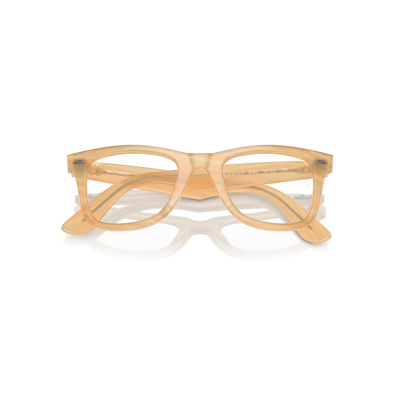 Ray-Ban Original Wayfarer Optics Change Eyeglasses Photo Striped Brown Frame Clear Lenses Polarized 50-22