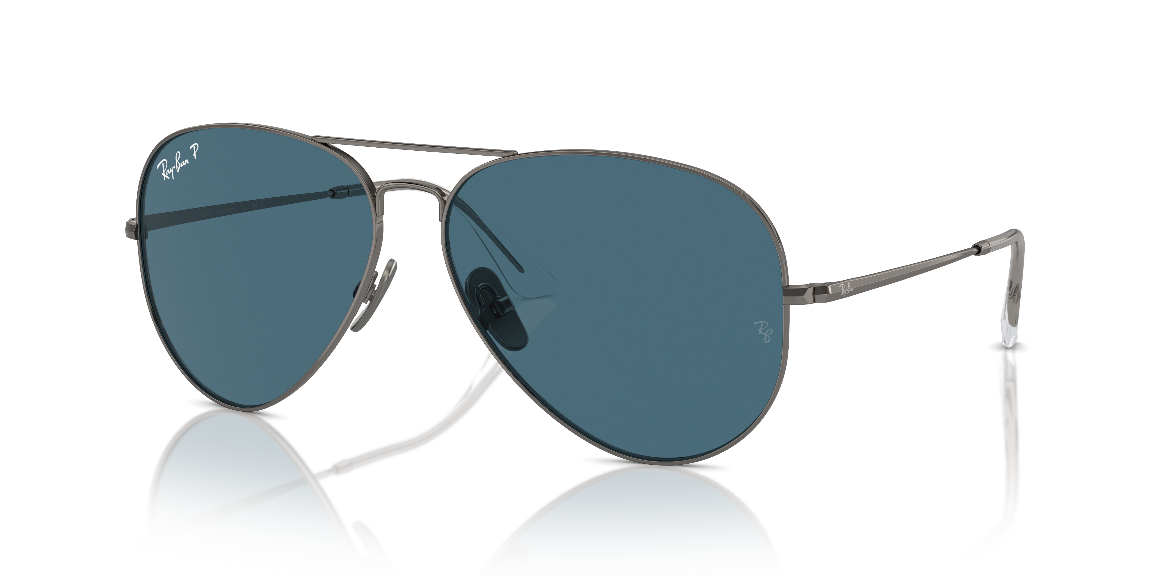 AVIATOR TITANIUM Polished Gunmetal Frame Blue Lenses 62-14