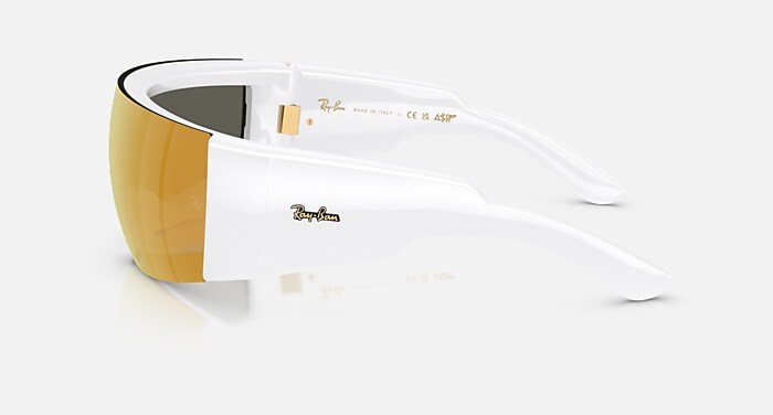 Ray-Ban Sunglasses Unisex Ultra Wrap 002 Next Generation Collection - White Frame Gold Lenses 01-41