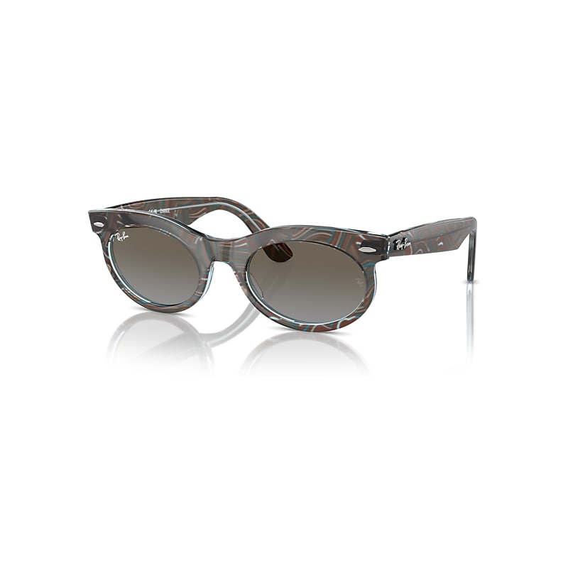 Ray Ban Wayfarer Oval Change Sunglasses Photo Waves Azure Frame Blue Lenses 53-22 In Photo Waves Azure