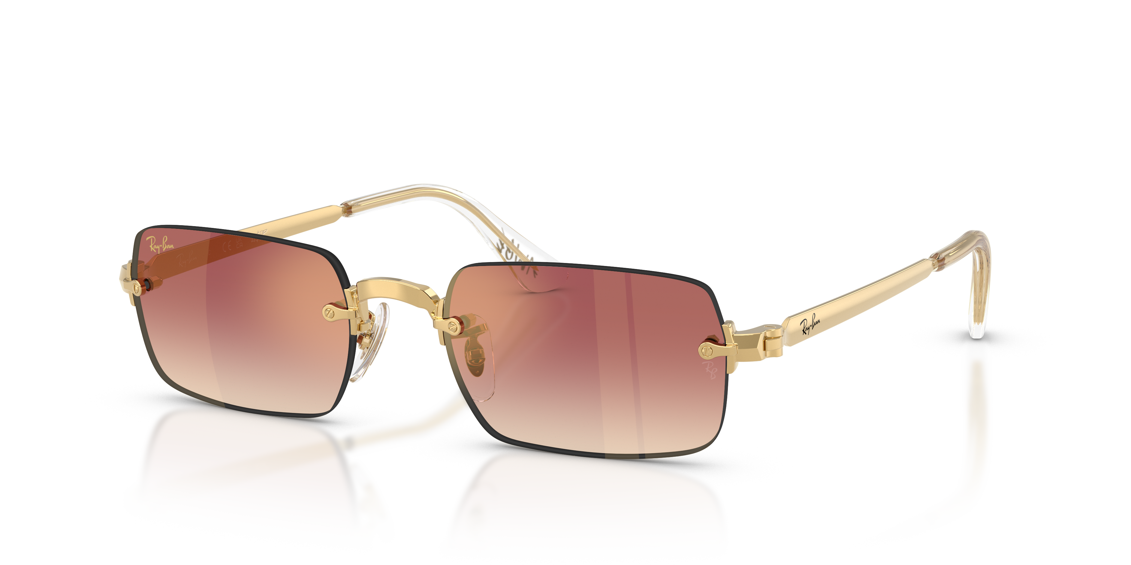 RB3928 BY A$AP ROCKY Polished Arista Gold Frame Clear Gradient Dark Violet Lenses 54-20