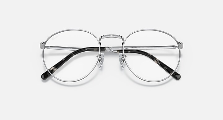 Ray-Ban Eyeglasses Unisex New Round Optics Prescription - Silver Frame Clear Lenses 50-21 Polarized