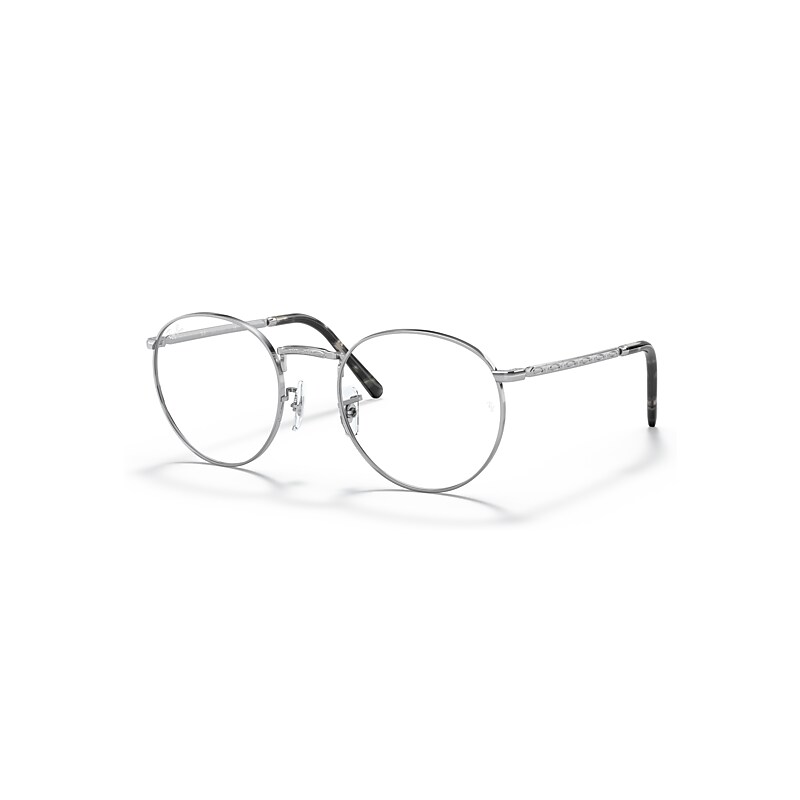 Ray-Ban Eyeglasses Unisex New Round Optics - Silver Frame Clear Lenses Polarized 47-21