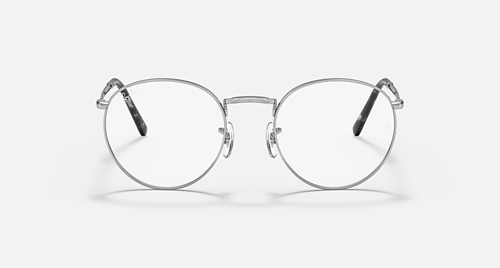 Ray-Ban Eyeglasses Unisex New Round Optics Prescription - Silver Frame Clear Lenses 50-21 Polarized