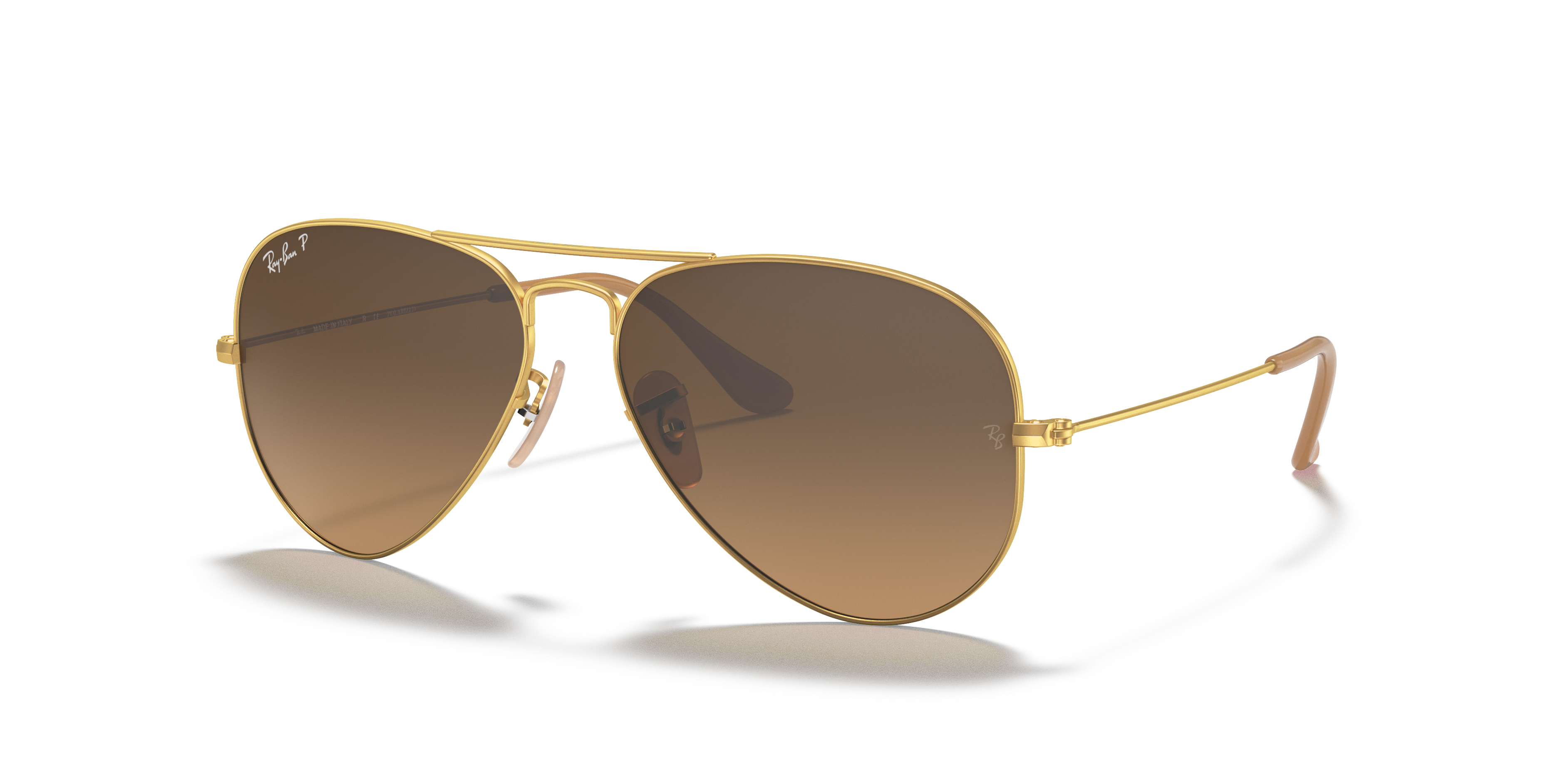 AVIATOR GRADIENT Matte Gold Frame Brown Lenses 55-14