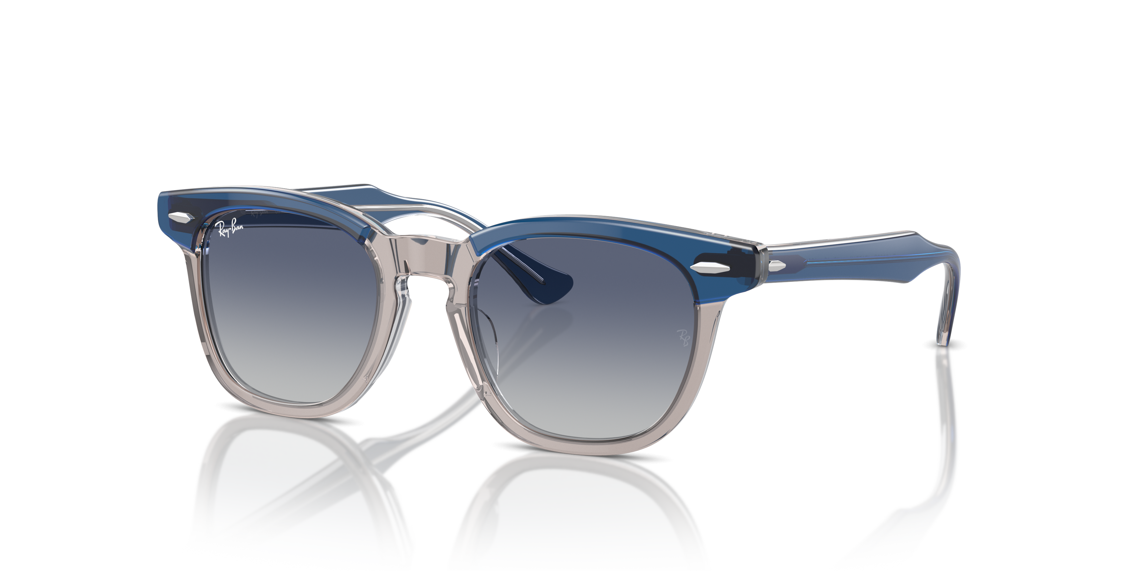 RB9098S KIDS Polished Top Dark Blue & Brown & Light Grey Frame Grey/Blue Lenses 45-18