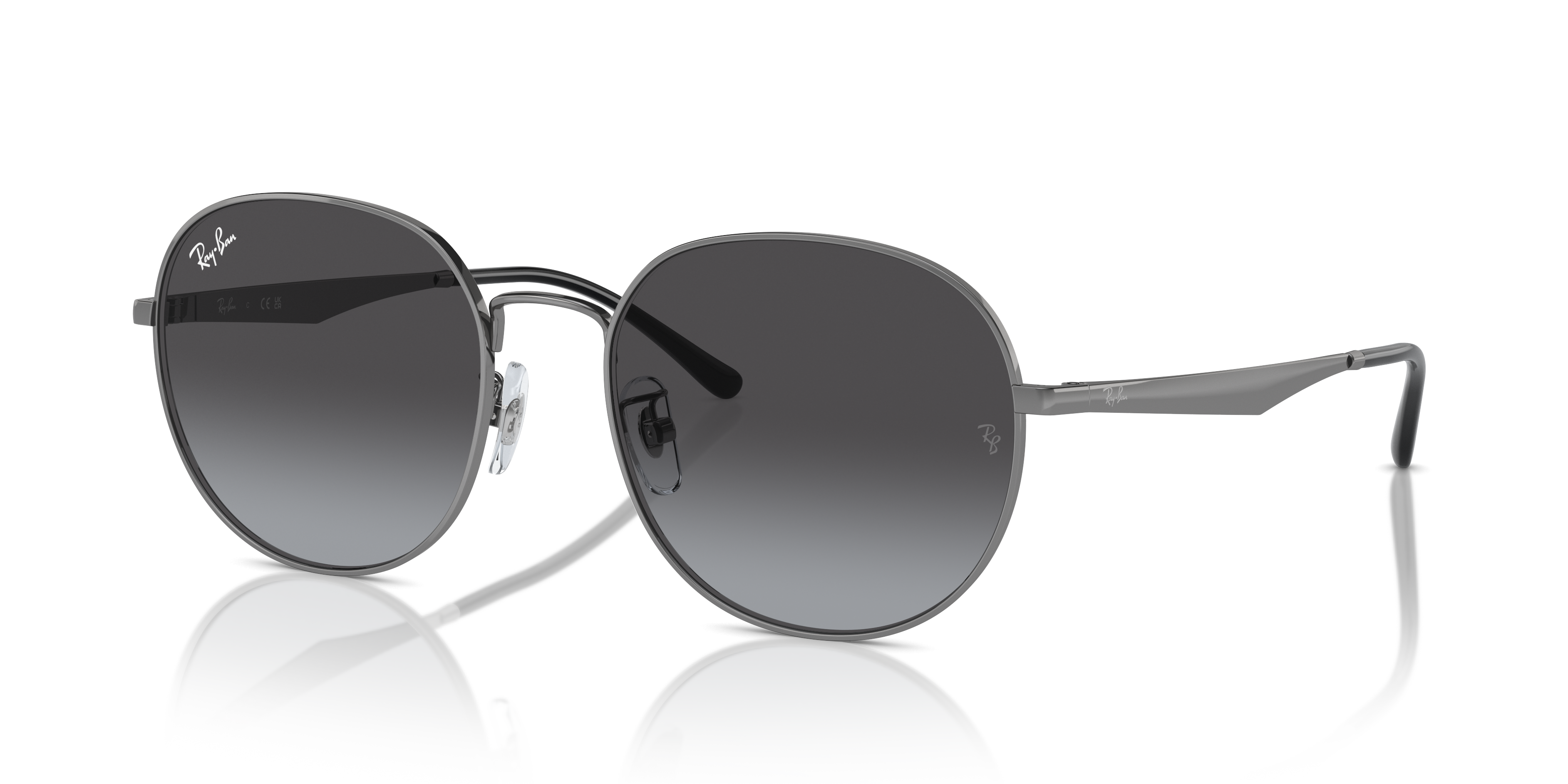 RB3727D Polished Gunmetal Frame Grey Lenses 57-19