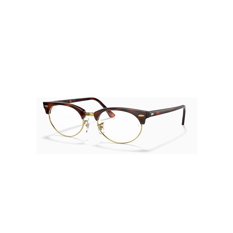 Ray-Ban Eyeglasses Unisex Clubmaster Oval Optics - Mock Tortoise Frame Clear Lenses 52-19