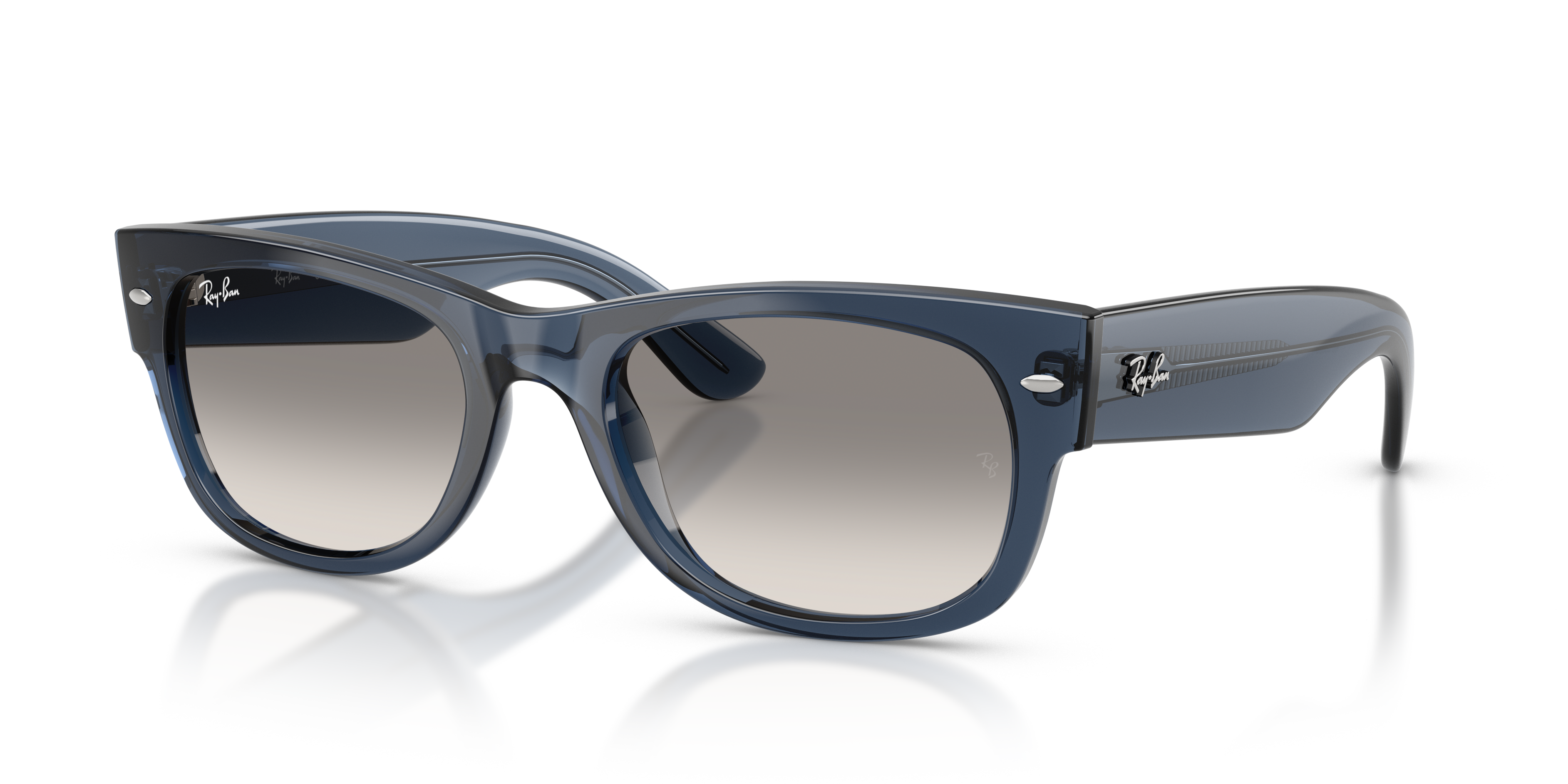 MEGA WAYFARER II Polished Transparent Dark Blue Frame Clear Gradient Grey Lenses 55-21