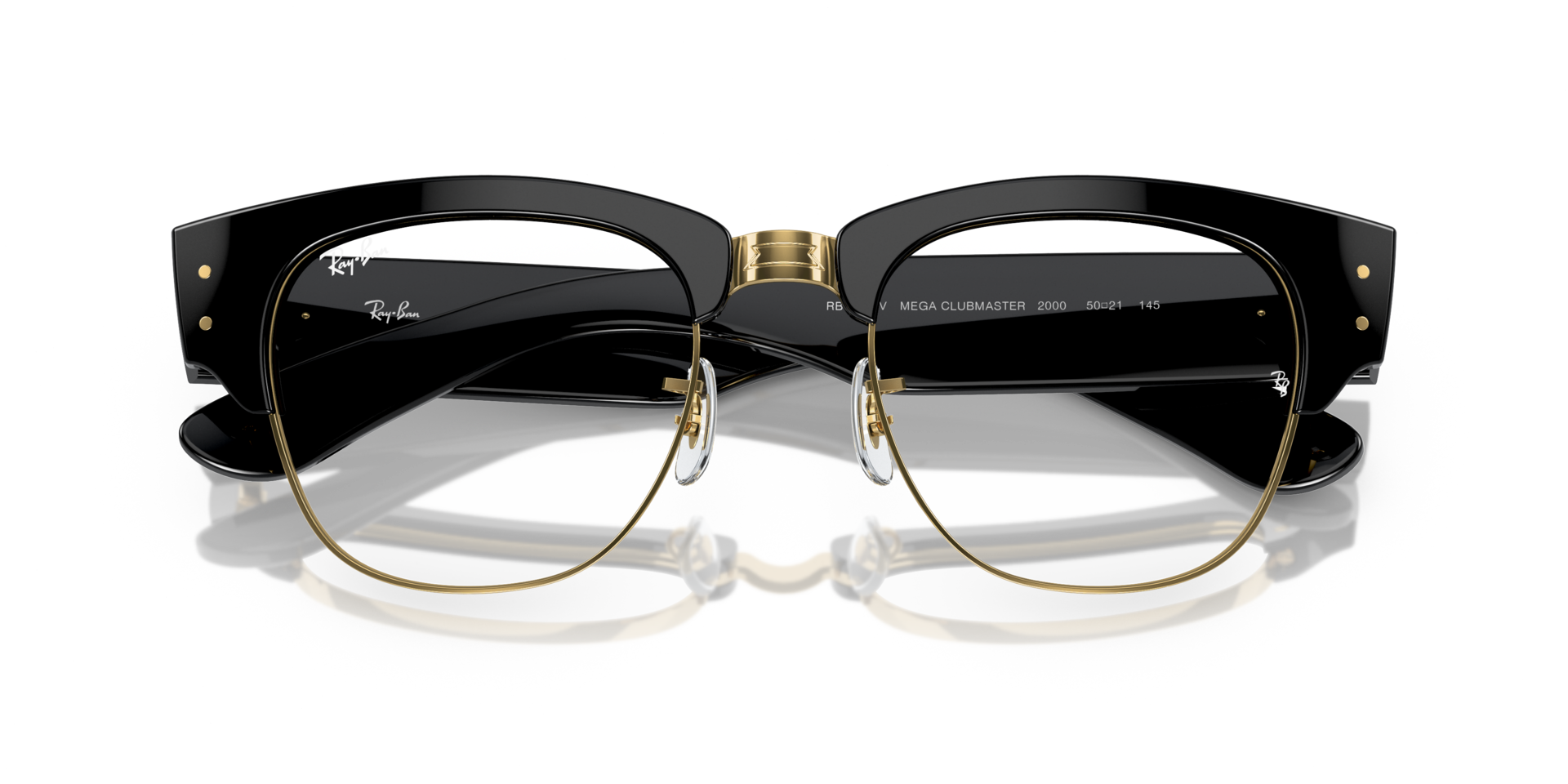 MEGA CLUBMASTER OPTICS Eyeglasses with Black On Gold Frame