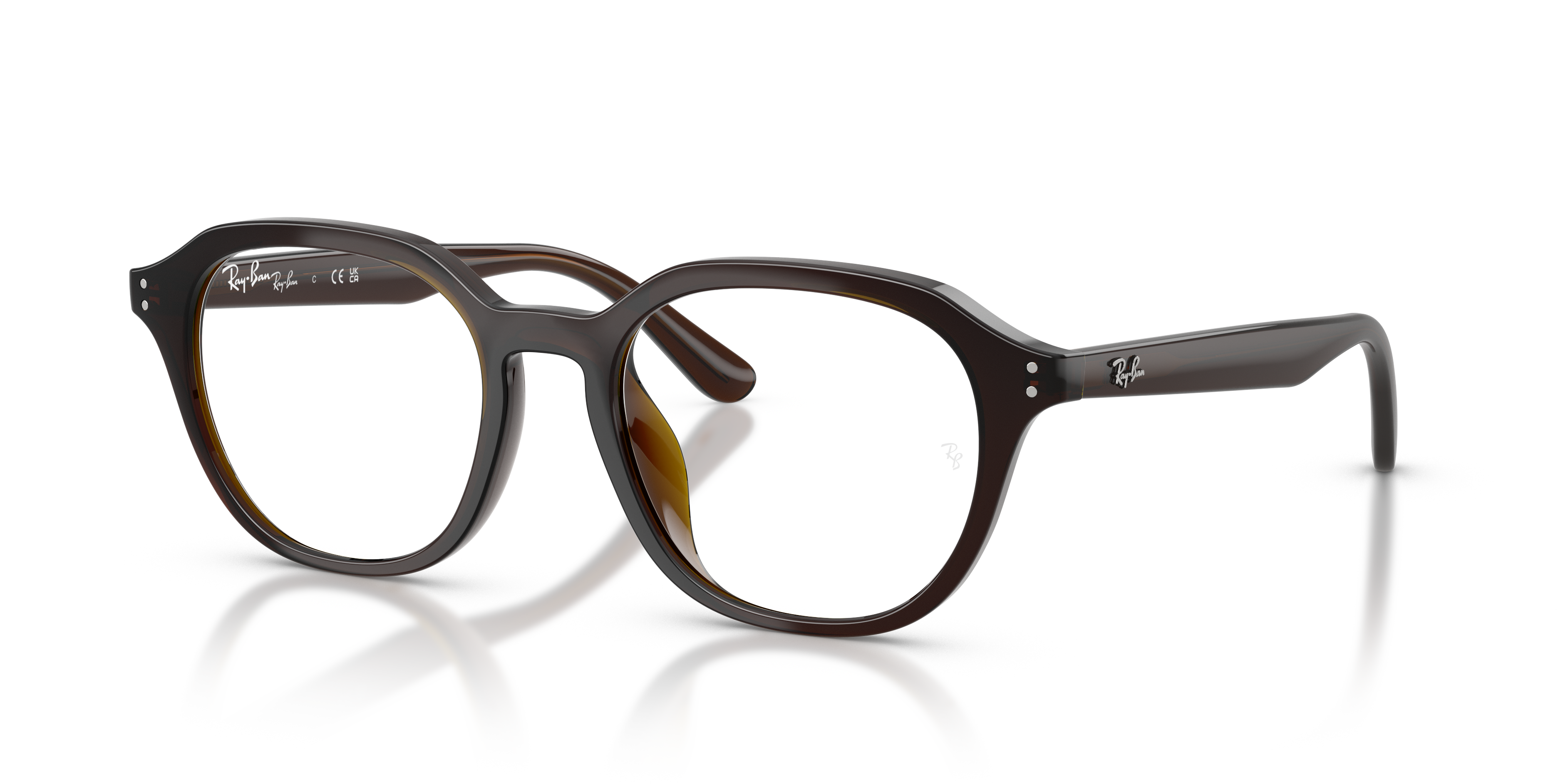 RB7259D OPTICS Polished Transparent Brown Frame Clear Lenses 52-19