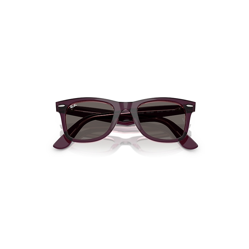 Ray Ban Original Wayfarer Classic Sunglasses Violet On Transparent Pink Frame Grey Lenses 50-22