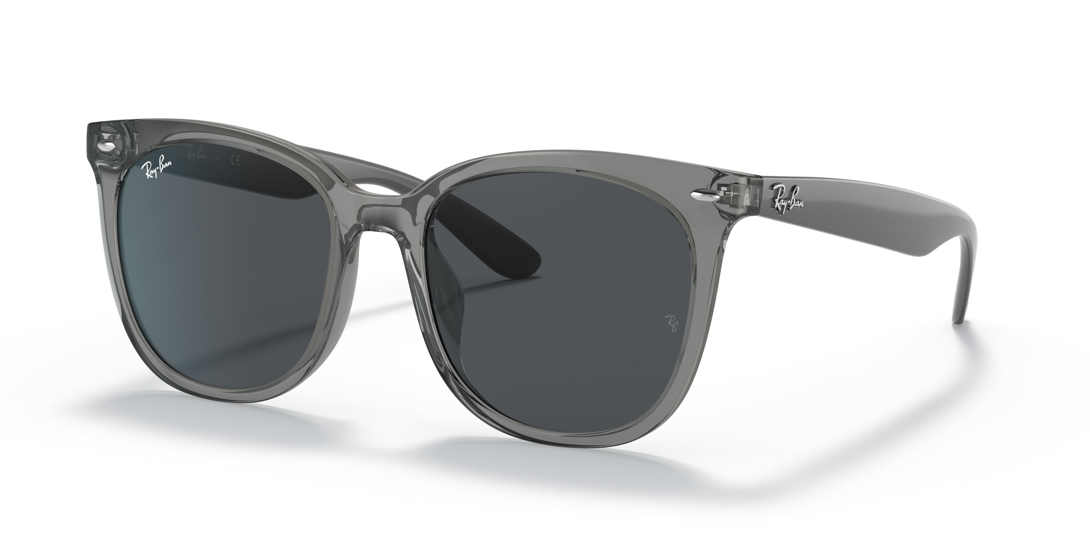 RB4379D Polished Transparent Grey Frame Dark Grey Lenses 55-19