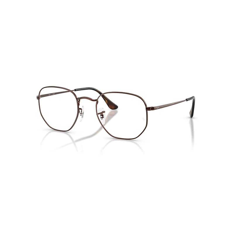 Ray-Ban Eyeglasses Unisex Hexagonal Optics - Brown Frame Clear Lenses Polarized 48-21