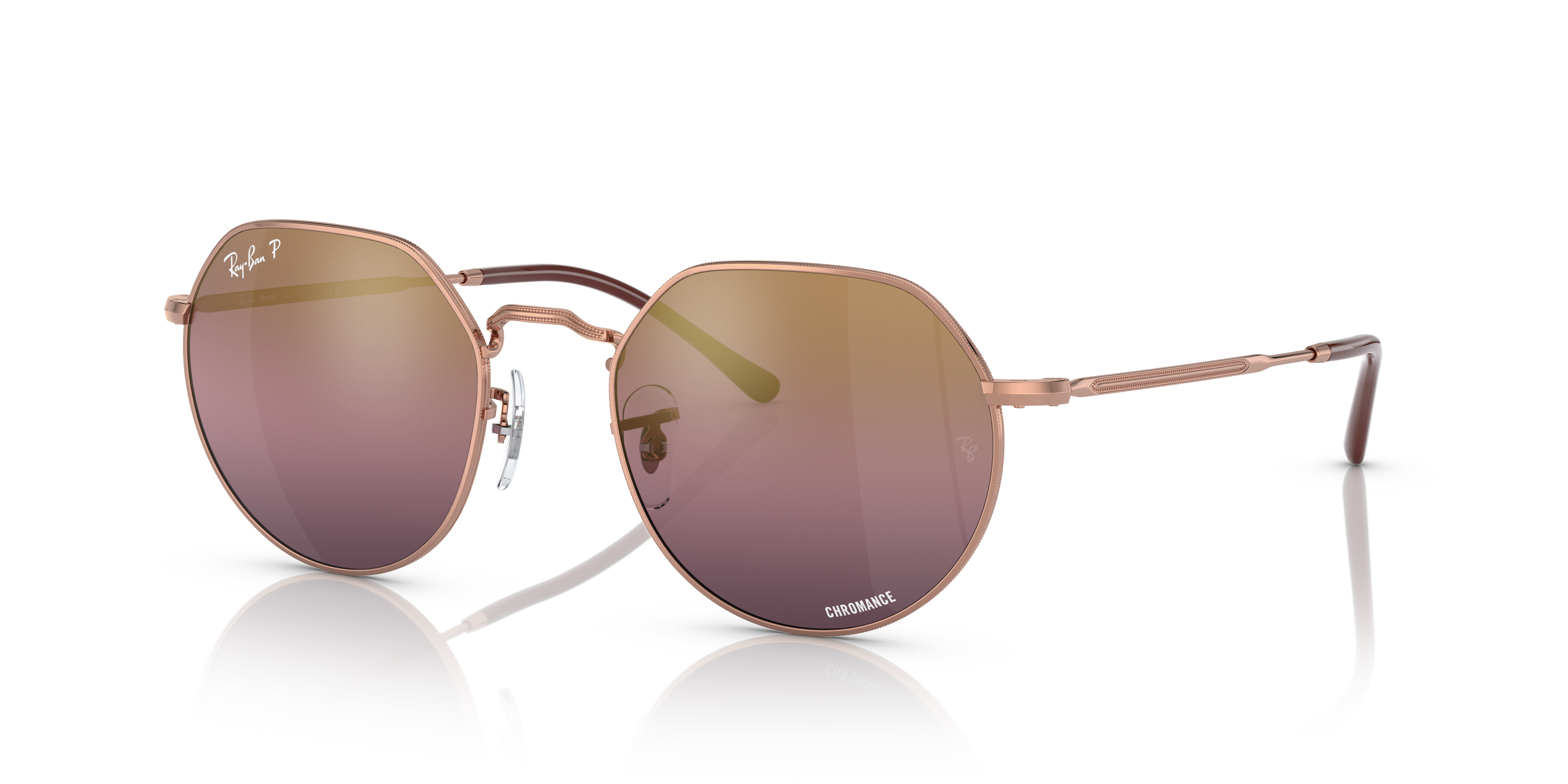 JACK CHROMANCE Polished Rose Gold Frame Gold/Red Lenses 53-20