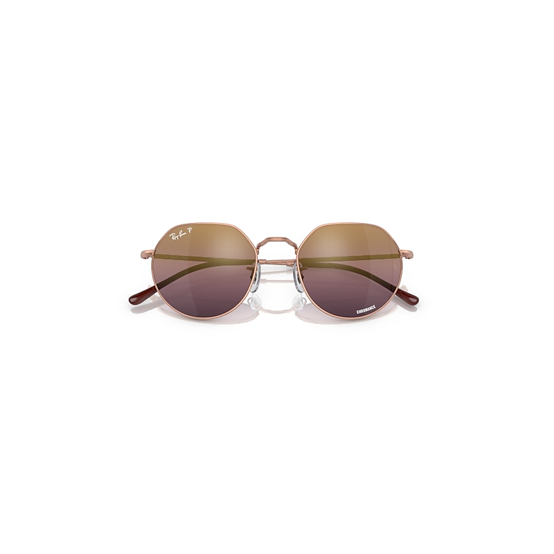 Ray-Ban Jack Chromance Sunglasses Rose Gold Frame Red Lenses Polarized 53-20