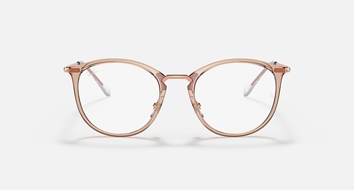 Ray-Ban Eyeglasses Woman Rb7140 Optics Prescription - Gold Frame Clear Lenses 49-20 Polarized