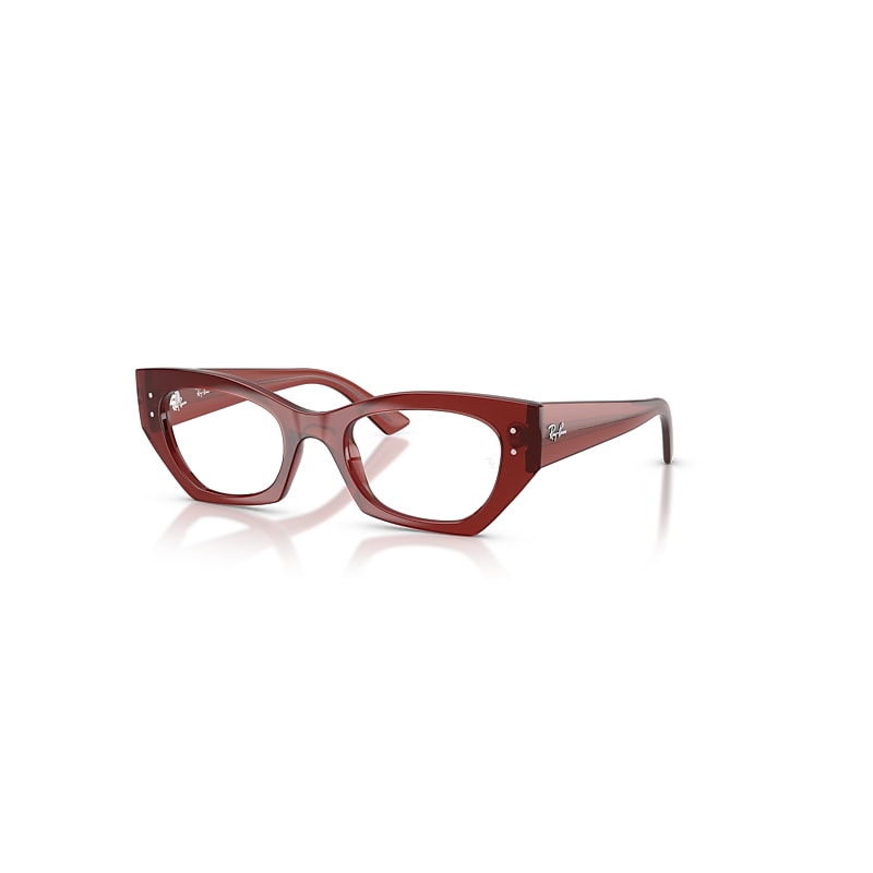 Ray Ban Zena Optics Bio-based Shiny Rusty Brown Fassung Klar Glas Polarisiert 49-22 In Shiny Rusty Brown