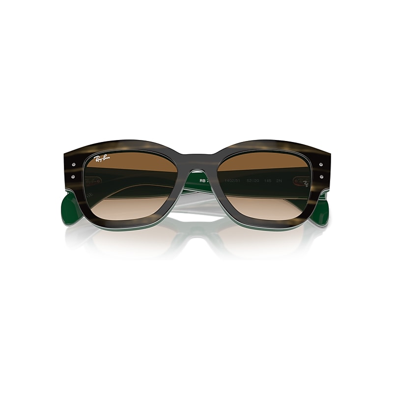 Ray-Ban Jorge Sunglasses Striped Green On Green Frame Brown Lenses 52-20