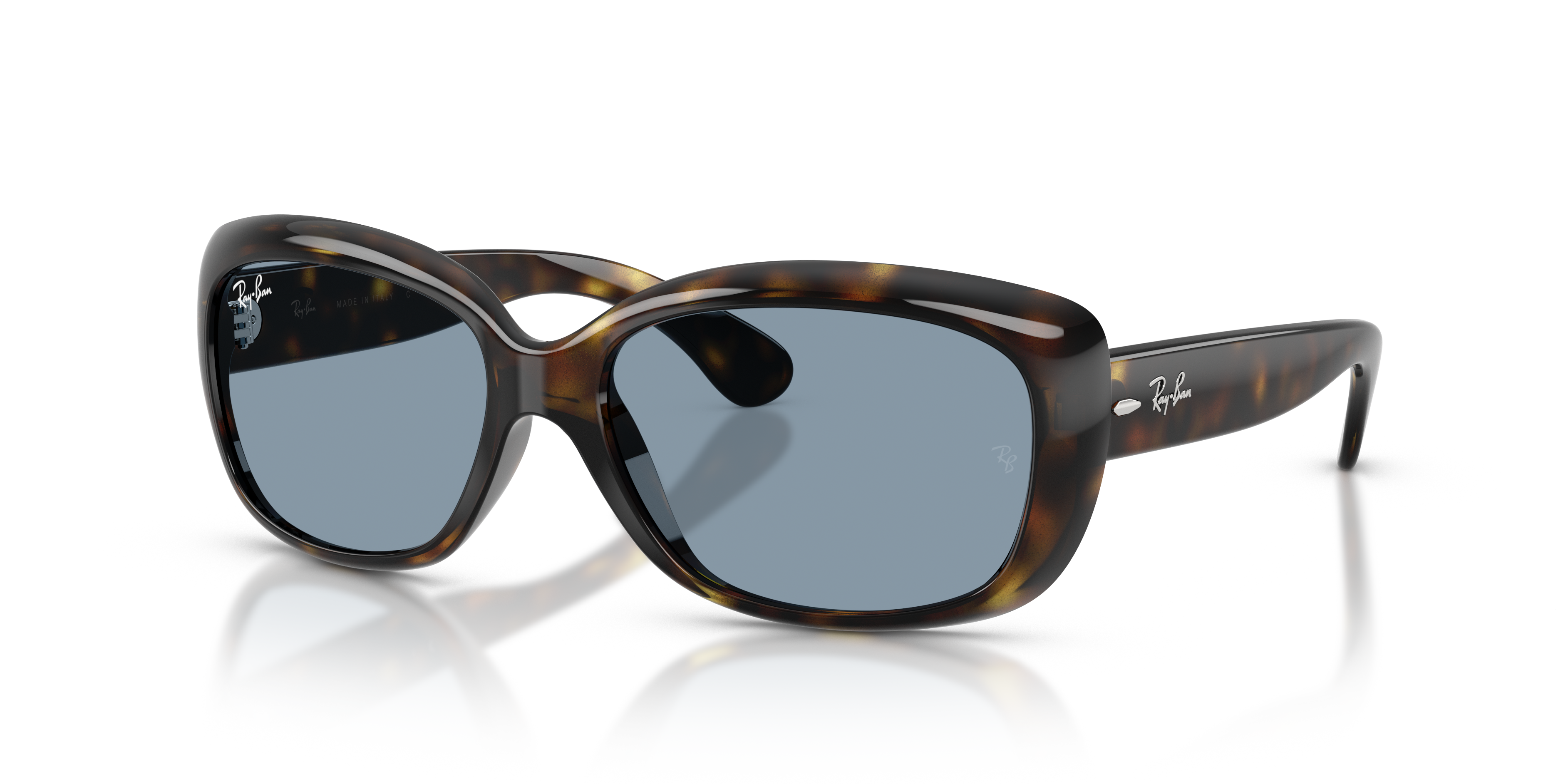 JACKIE OHH Polished Light Havana Frame Blue Lenses 58-17