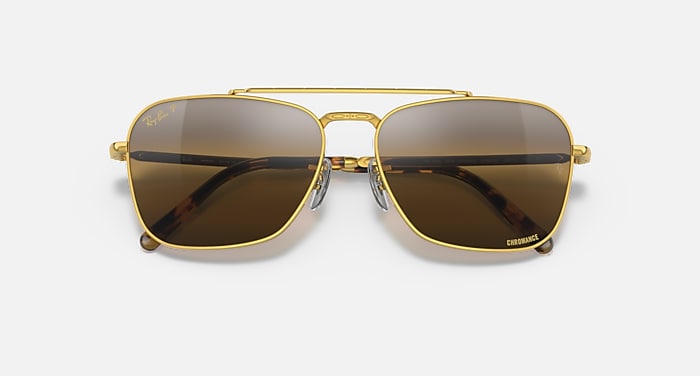 Ray-Ban Sunglasses Unisex New Caravan - Gold Frame Brown Lenses 55-15 Polarized
