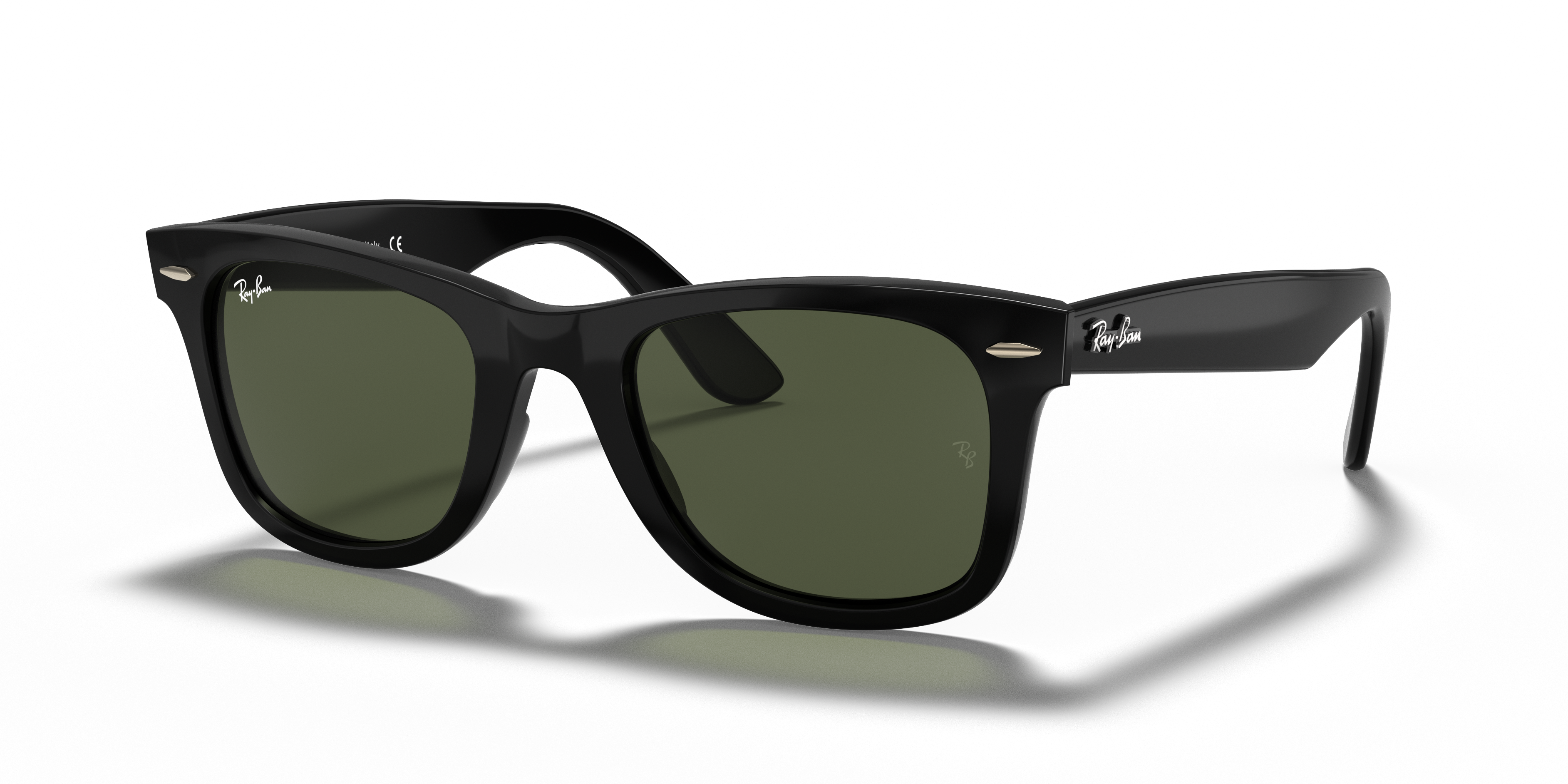 WAYFARER EASE Polished Black Frame G-15 Green Lenses 50-22