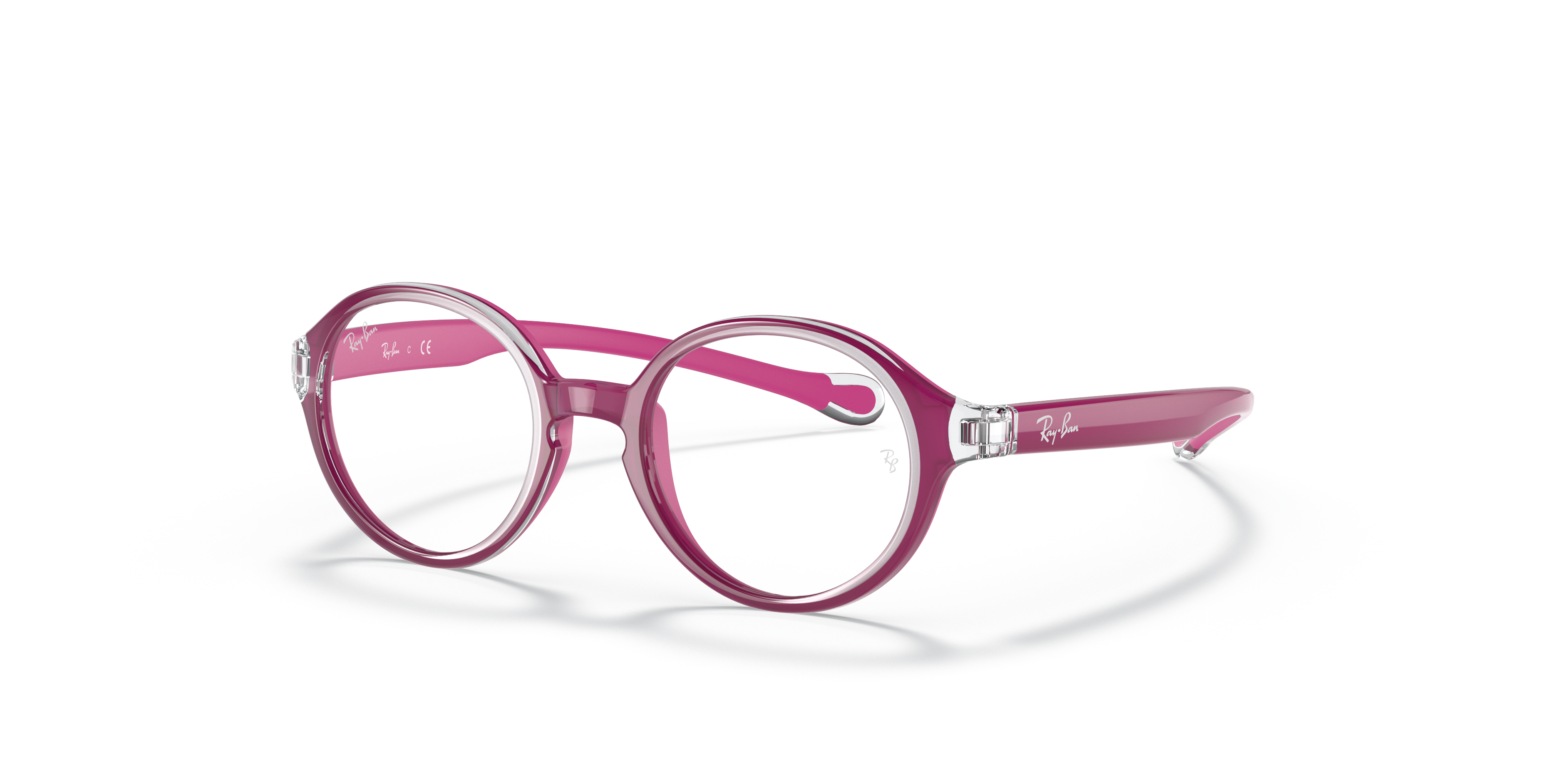 RB9075 OPTICS KIDS Polished Transparent On Fuxia Frame Clear Lenses 37-16
