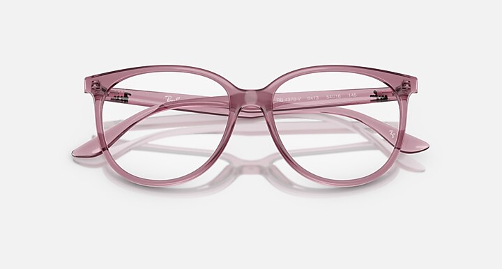 Ray-Ban Eyeglasses Woman Rb4378v Optics Prescription - Opal Light Violet Frame Clear Lenses 54-16 Polarized